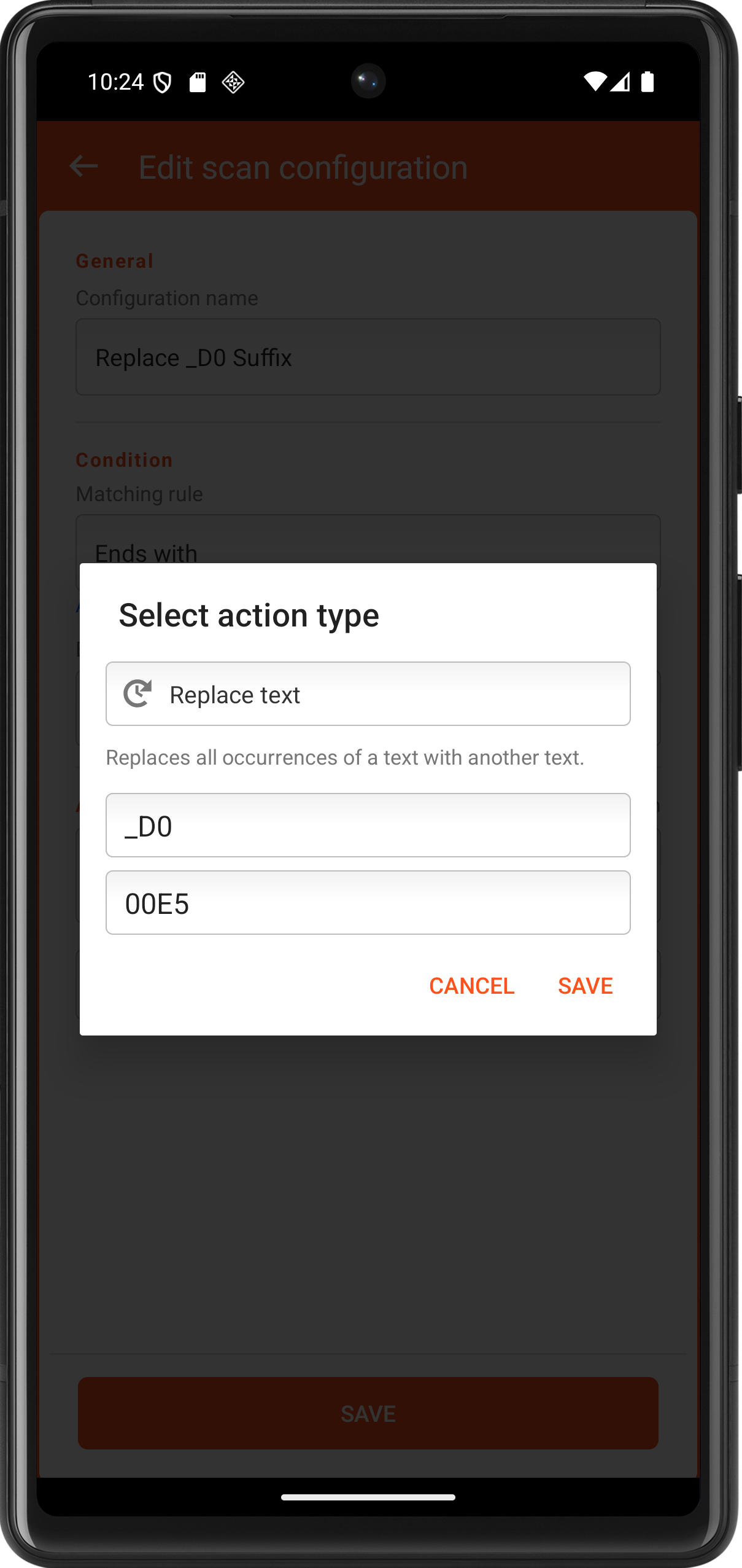 Scan Configuration Action