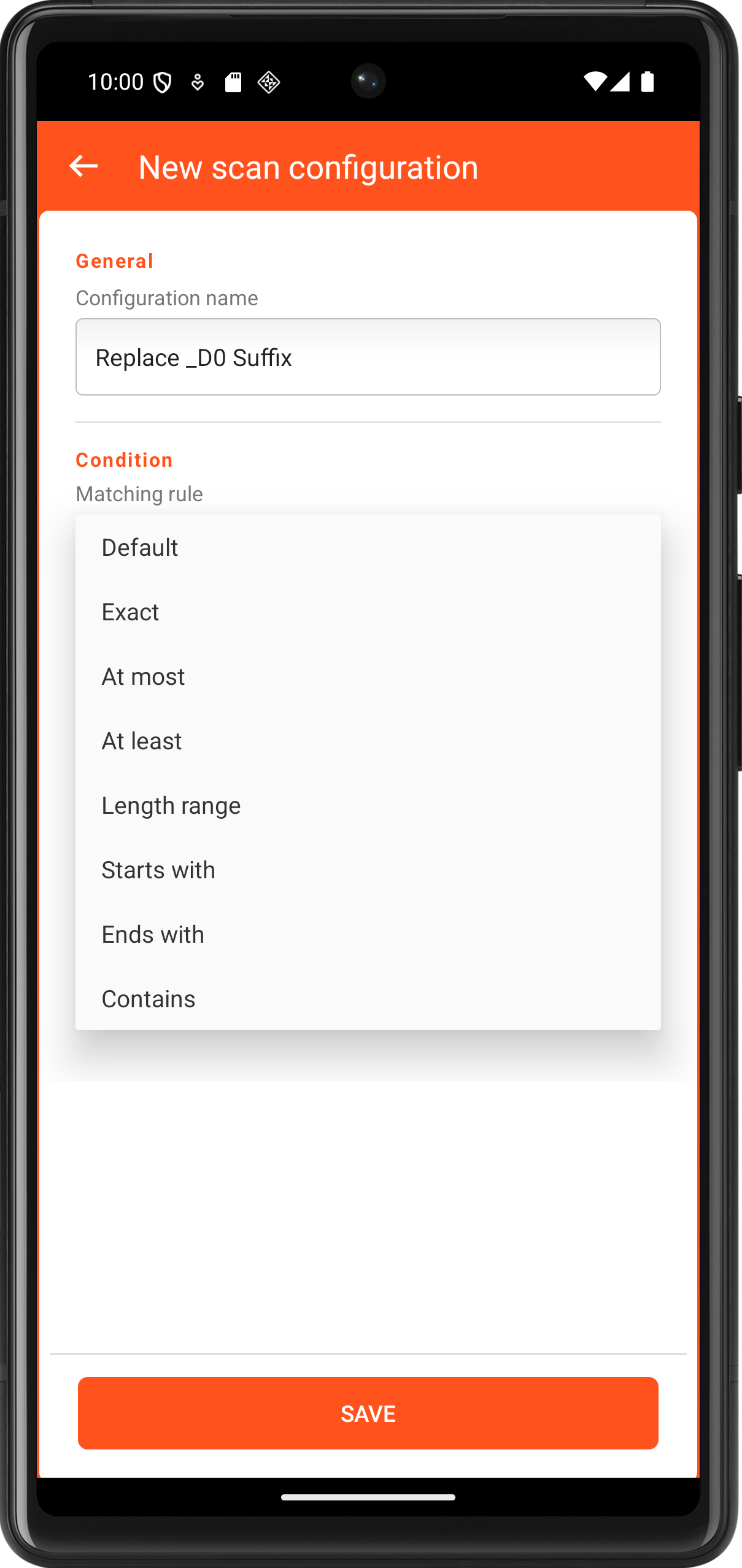 Scan Configuration Rule