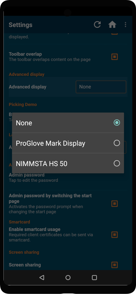 Pairing the browser with ProGLove or NIMMSTA