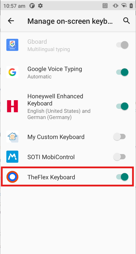 TheFlex-Tastatur aktivieren