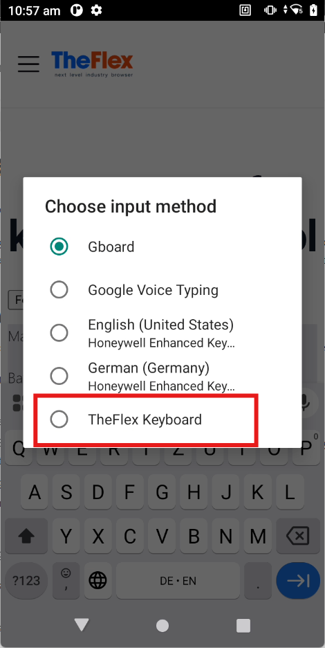 TheFlex-Tastatur auswählen