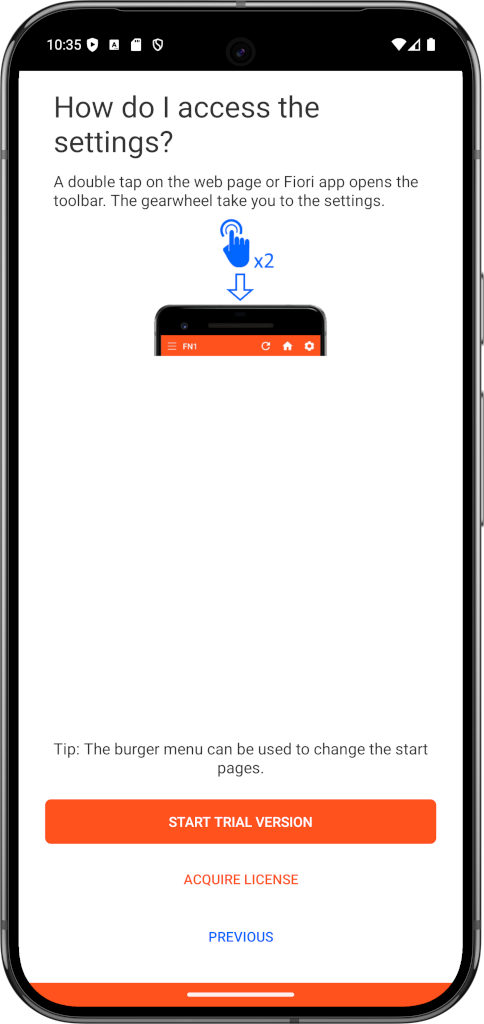 Start page configuration
