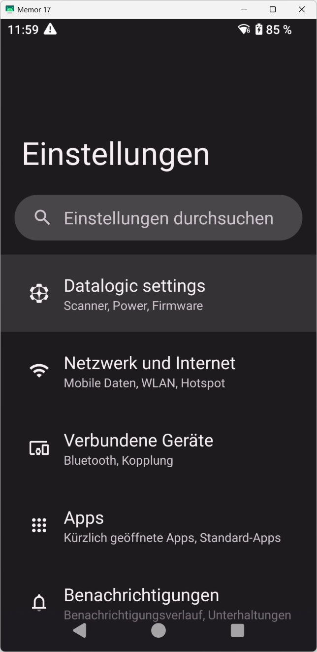Datalogic - Einstellungen