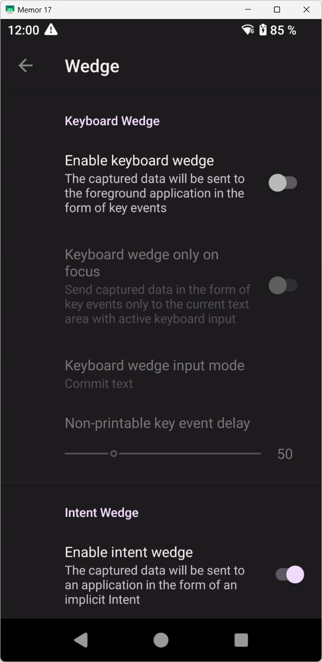 Datalogic - Intent Wedge aktiv